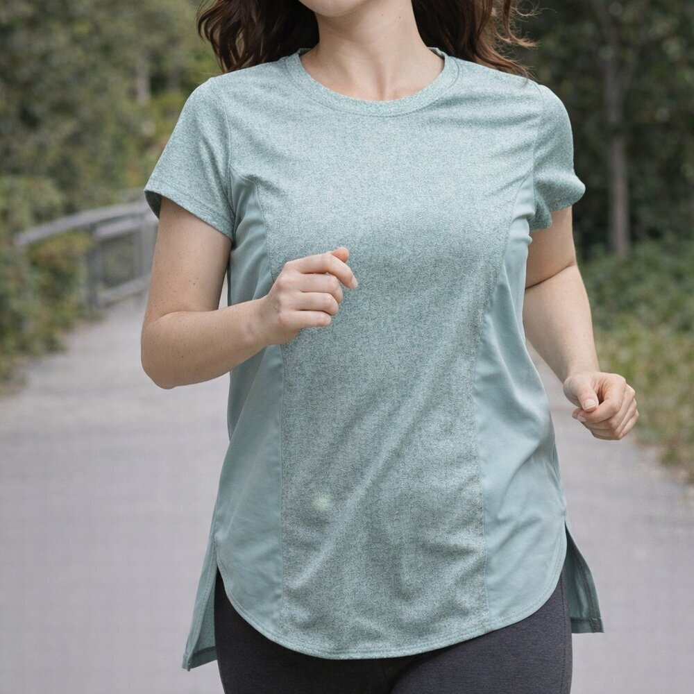 Cotton on Body Women Green Side Slit Mesh Short Sleeved T-Shirt Size XS